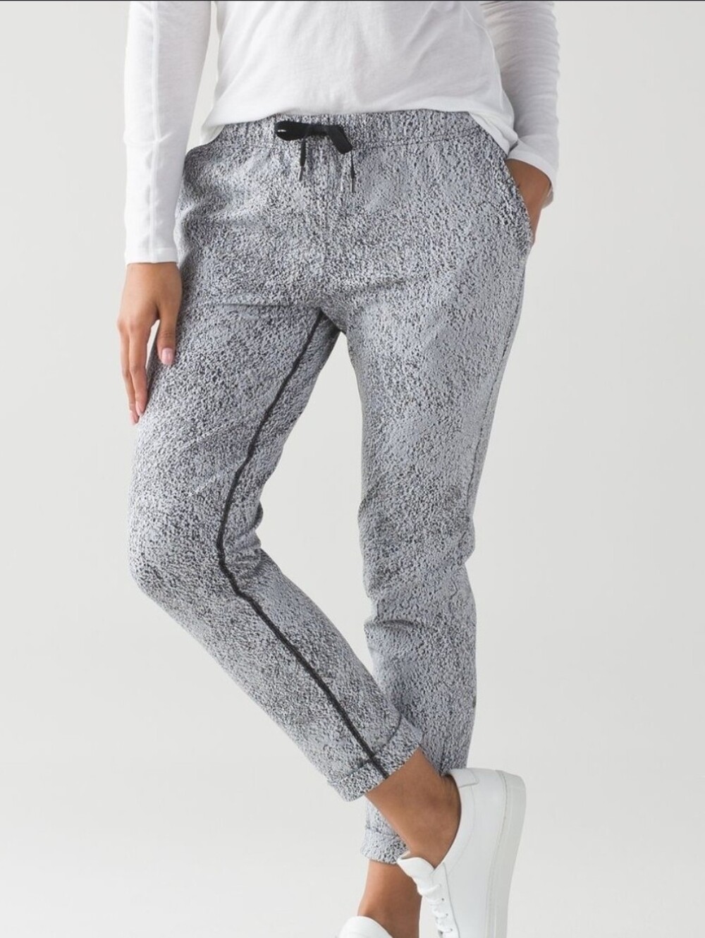 lululemon athletica Black & White Speckle Drawstring Joggers